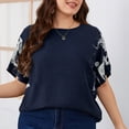 thumbnail image 2 of Blusa extragrande de manga corta, holgada, ajustada, estampada, con cuello redondo, blusa extragrande para mujer, 2 of 6