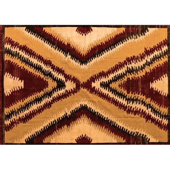 Ahgly Company Indoor Rectangle Abstract Orange Modern Area Rugs, 8' x 10'