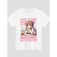 thumbnail image 2 of Girl Loves Anime Purple Print Short Sleeve T-Shirt For Women 1 Pcs Gildan Plain T-Shirt 100% Heavy Cotton - Comfortable Crew Neck, Soft Tees Casual Tops, 2 of 6