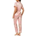 thumbnail image 3 of INSPIRE CHIC Ensembles de Pyjama pour Femmes Chemise Boutonnée avec Pantalon Long 2 Pcs Vêtements de Nuit Vêtements de Sommeil 2TG Roses, 3 of 5