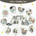 thumbnail image 5 of TLSUNNY 10-in-1 Kids Slide & Climber Set, with Basketball Hoop, Telescope, Drawing Board & Tunnel, Indoor Outdoor Toddler Playset, 5 of 10