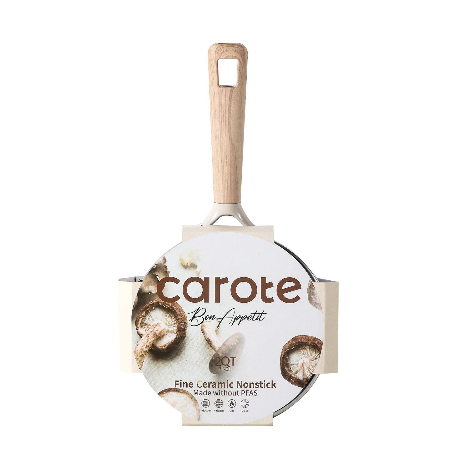 Poêle en céramique CAROTE 2qt antiadhésif avec couvercle poêle à Induction 7" casserole antiadhésive Bon appétit Cooker
