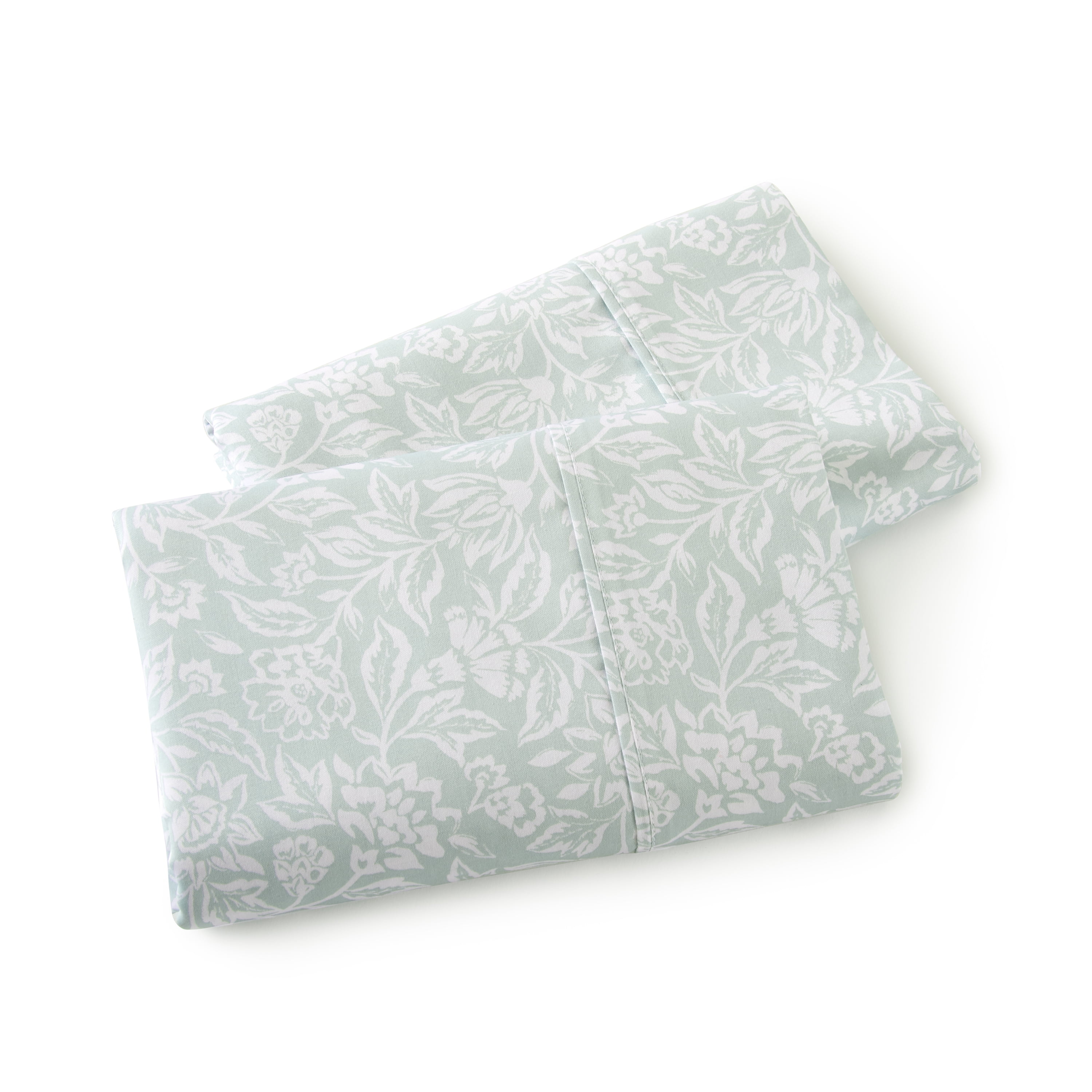 Better Homes & Gardens 2-Piece 300 Thread Count Cotton Sateen Pillowcase Set, Floral Soft Sea, King