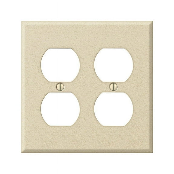 Amerelle PRO 2-Gang Stamped Steel Outlet Wall Plate, Ivory Wrinkle C982DDIV