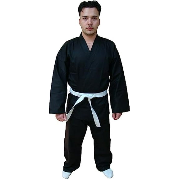 Woldorf USA Single Weave Jiu Jitsu Kimono Black No Logo Size 2, Fighting Uniform, Training Uniforms, Pre-Shrunk, Ultra Light Weight Uniforms Soft Fabric