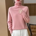 thumbnail image 2 of 100% Pure Cashmere Sweater Women's Turtleneck Thick Knit Top 24 New Fall/Winter Cashmere Loose Sweater With Bottom, 2 of 5