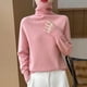 thumbnail image 2 of 100% Pure Cashmere Sweater Women's Turtleneck Thick Knit Top 24 New Fall/Winter Cashmere Loose Sweater With Bottom, 2 of 5
