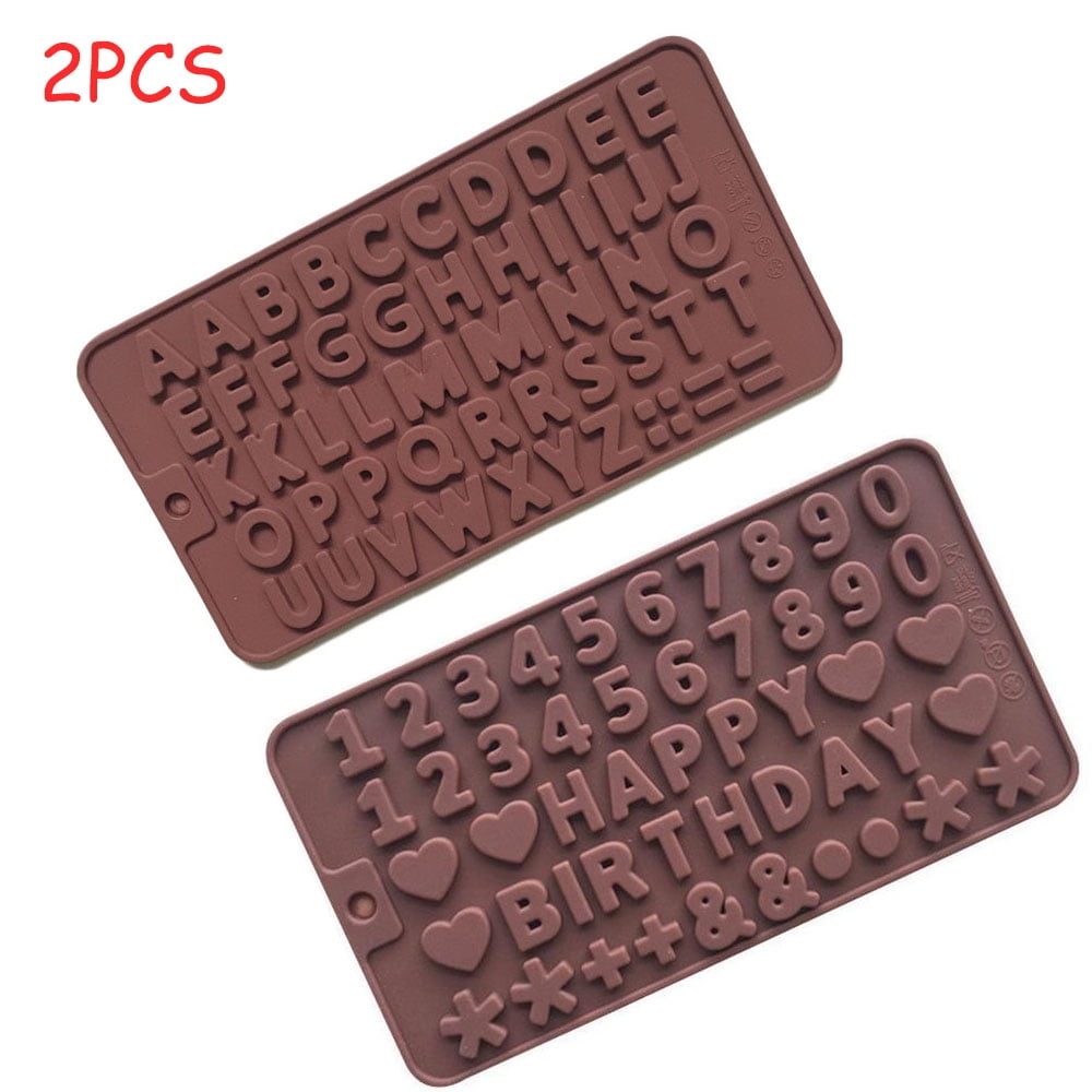 2Pcs Silicone Letter Cake Mold BPA Non-Stick Chocolate Mold Soft and to Release, Silicone Molds for Birthday Cake Decorations Symbols -