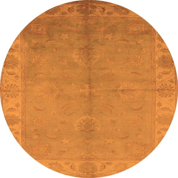 Ahgly Company Indoor Round Oriental Orange Traditional Area Rugs, 5' Round
