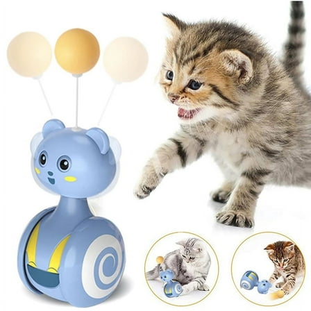 Cat Toy Tumbler Swing Toys for Cats Funny Balance Car Interactive Kitten Toy with Ball Cat Toy Blue,1 * pet toy 1 * ball 1 * ,Blue