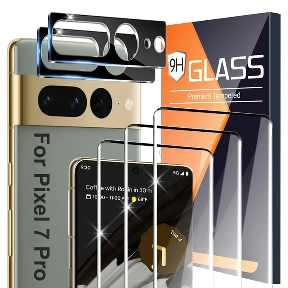 [3 2 Pack] for Google Pixel 7 Pro Screen Protector, 9H Tempered Glass, Ultrasonic Fingerprint Compatible, 3D Curved, HD Clear Scratch Resistant for Google Pixel 7 Pro 5G Glass Screen Protector
