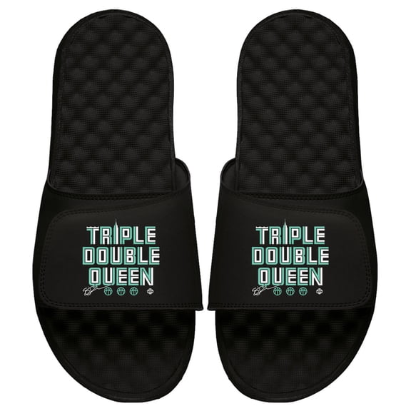 Youth ISlide Sabrina Ionescu Black New York Liberty Triple Double Queen Slide Sandals