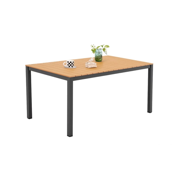 Outdoor Dining Table for 4-6 People Rectangle Patio Dining Table with Aluminum Frame, Gray