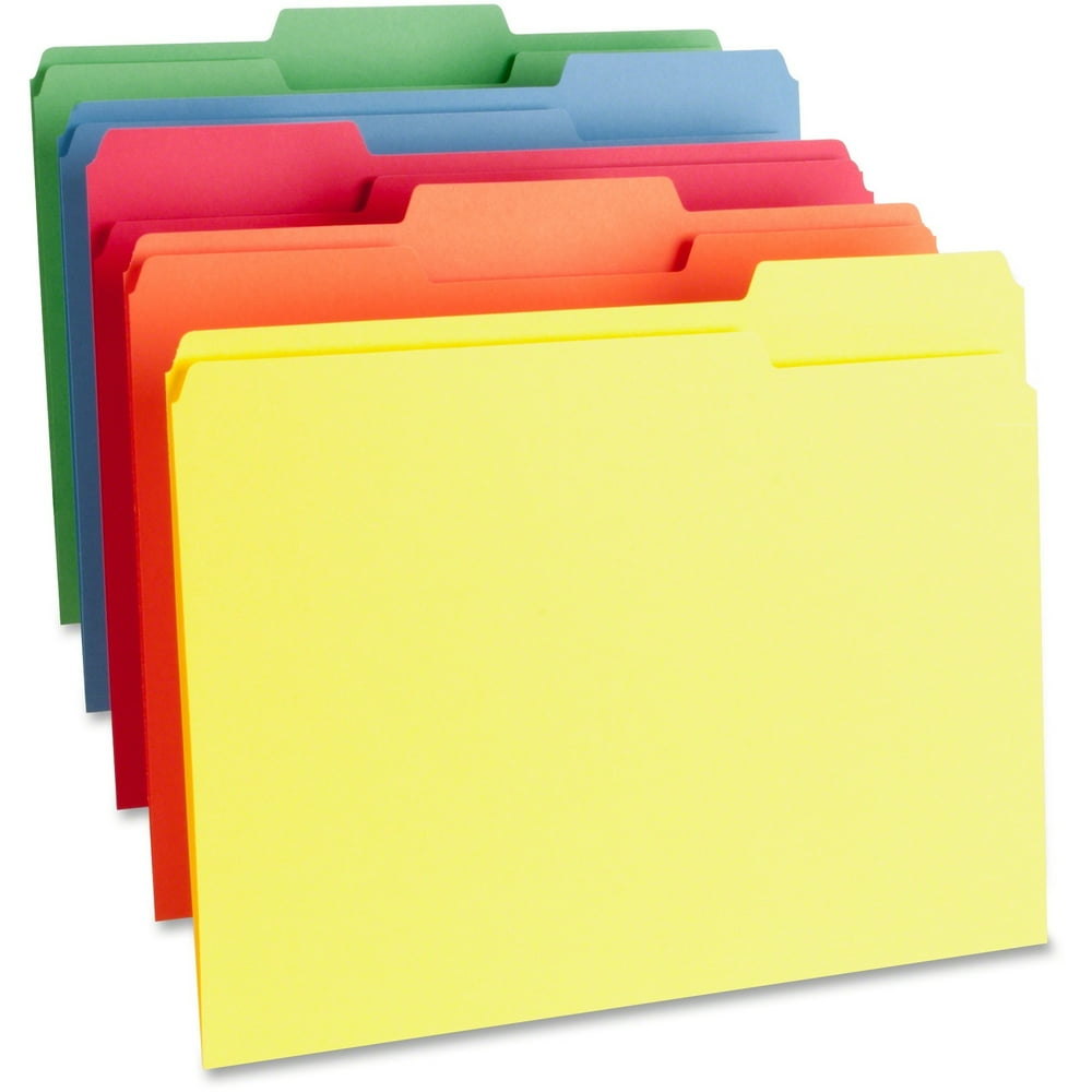 Business Source 1Ply Colorcoding File Folders, Assorted, 100 / Box
