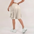 thumbnail image 4 of 2025 Cargo Shorts Women Bermuda Shorts Summer Quick Dry High Waisted Long Shorts Drawstring Knee Length Plus Size Ladies Petite Hiking Shorts with Pockets 7 Inch Inseam, 4 of 7