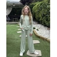 thumbnail image 3 of Arshiner Girls 2 Piece Set Fall Outfits Lounge Sets Ruched Long Sleeve Top Wide Leg Pants Sweatsuit Clothing Set, 3 of 5
