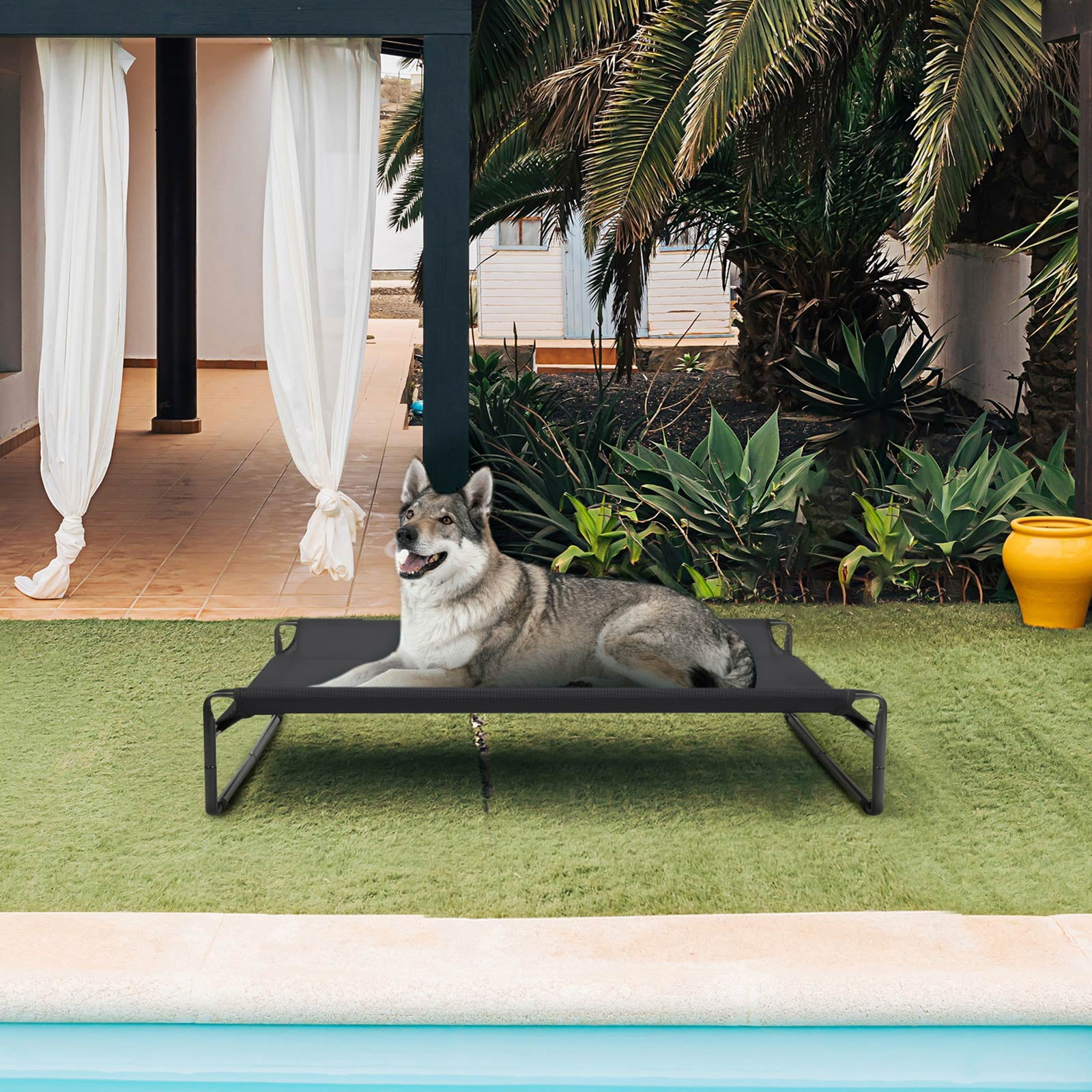 Veehoo Original Cooling Elevated Dog Bed, Raised Dog Cot with Washable Mesh, Medium, Black