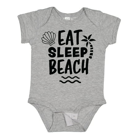 

Inktastic Eat Sleep Beach with Seashell and Palm Tree Gift Baby Boy or Baby Girl Bodysuit