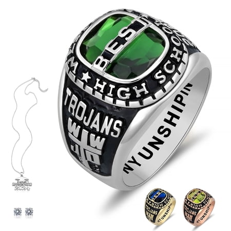 Bhavani Gems CLASS RING Fully Personalized Customized Class Ring Men's High School and College Classic Collection
