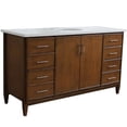 thumbnail image 5 of MCM 61" Single Oval Sink Solid Wood Vanity in Walnut/White Quartz Stone, 5 of 10