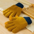 thumbnail image 4 of YABCSAZ Women's Jacquard Knit Thermal Gloves, Winter Thermal Gloves with Fleece Lined Touchscreen Thumbs, Windproof Knit Gloves for Women Warm Mittens, Yellow, 4 of 4