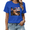 1-Blue, variant on UNISHE Women 4Th Of July USA Flag Cool Cat Fireworks Est 1776 Patriotic Short Sleeve Blue Tops