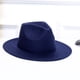 thumbnail image 2 of ¡Rebaja! Sombrero Fdelink de fieltro de lana plegable para mujer, sombrero panamá de ala ancha (azul oscuro), 2 of 2