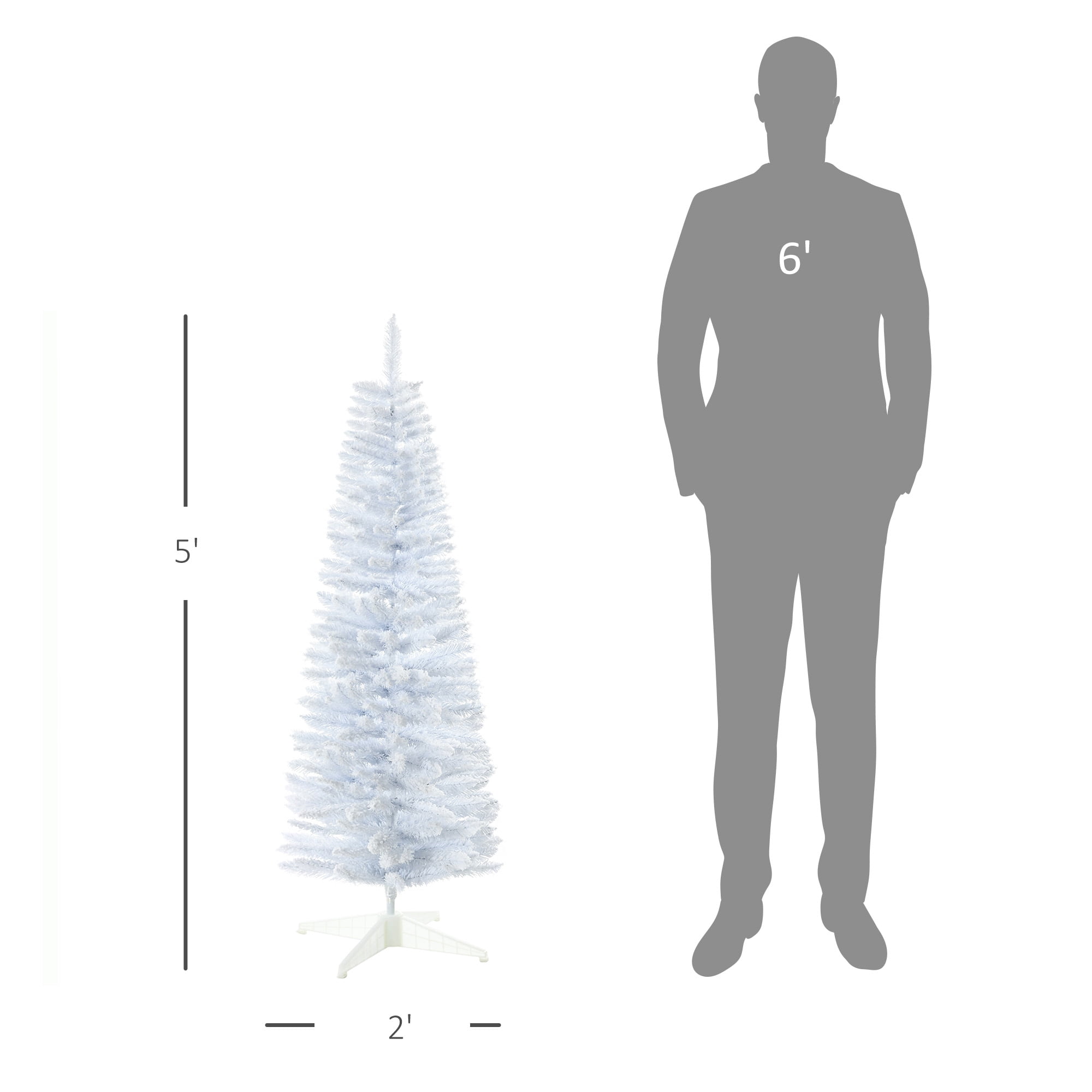 5ft Unlit Snow Flocked Pencil Christmas Tree 294 Tips Flame Retardant Small Space Holiday Decor