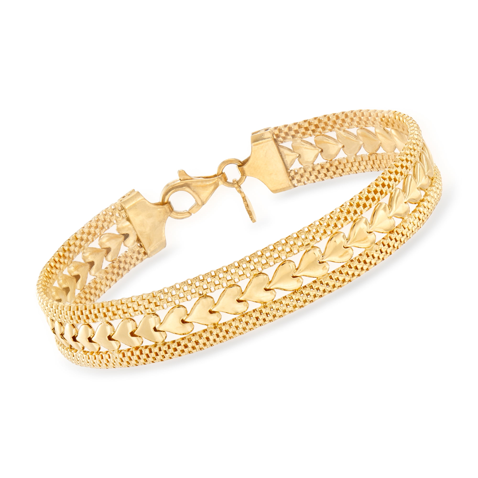 7.25 Gold over Sterling Heart Charm Bracelet by Ross-Simon