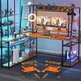 thumbnail image 2 of Homieasy 63'' L-Shaped Gaming Desk with LED Light Strips & Built-in Power Outlets, Reversible Computer Corner Desk with Storage Hutch/Monitor Stand/Hooks -Rustic Brown, 2 of 7