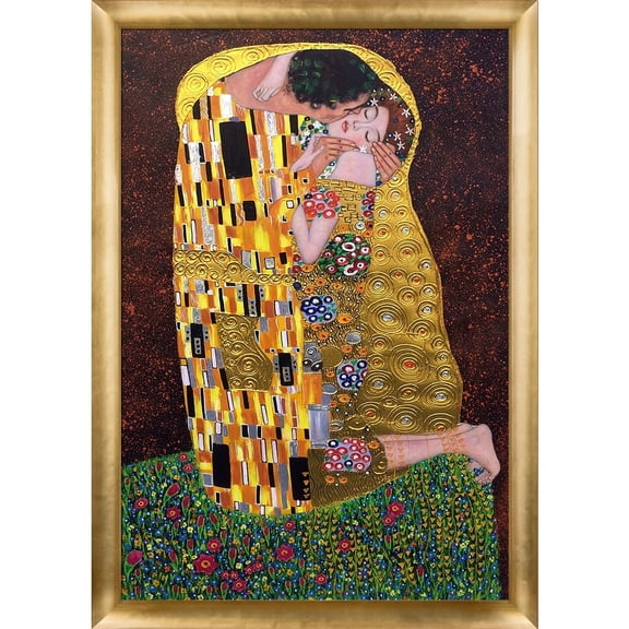 La Pastiche Klimt 'The Kiss' (Full View-Luxury Line) Hand Painted Oil Reproduction