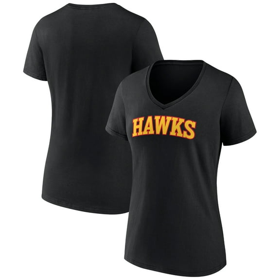 Women's Black Atlanta Hawks Wordmark V-Neck T-Shirt