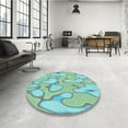 thumbnail image 4 of Ahgly Company Machine Washable Indoor Round Transitional Cadet Blue Green Area Rugs, 4' Round, 4 of 7
