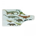 thumbnail image 1 of Dinosaur Cutting Board, Various Different Animals from Jurassic Period Cartoon Mammals Pattern, Decorative Tempered Glass Cutting and Serving Board, Wine Bottle Shape, Multicolor, by Ambesonne, 1 of 1