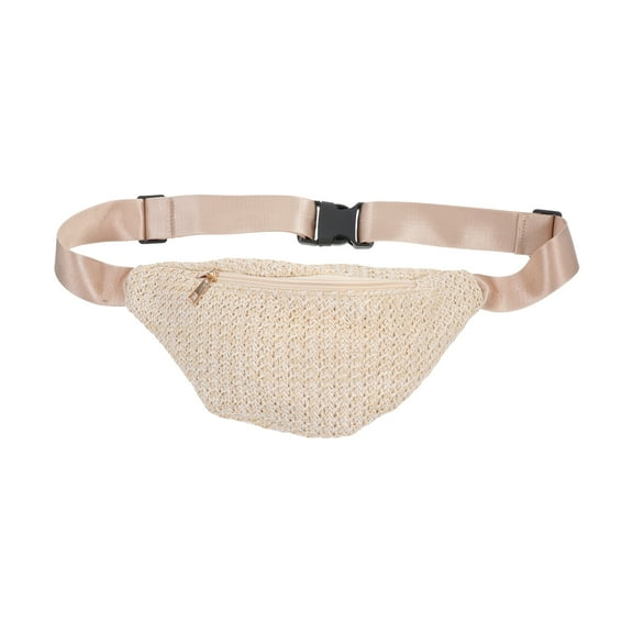 Vosarea 1Pack Belt Bag for Summer Beige Woven Fanny Pack Mini Design for Outdoor Activities