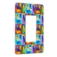 thumbnail image 1 of KuzmarK™ 1 Gang Rocker Wall Plate - Four Colorful Two Tone Kitties Abstract Cat Pattern Art by Denise Every, 1 of 1