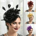 thumbnail image 1 of Fausse Plume Mini Fascinator Chapeau Net Fil Fleur Forme Solide Couleur Cocktail Coiffure Accessoires, 1 of 8