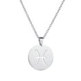 thumbnail image 2 of HOOUN Silver Stainless Steel 12Constellation Symbols Round Coin Pendant Chain Necklace-Pisces, 2 of 2