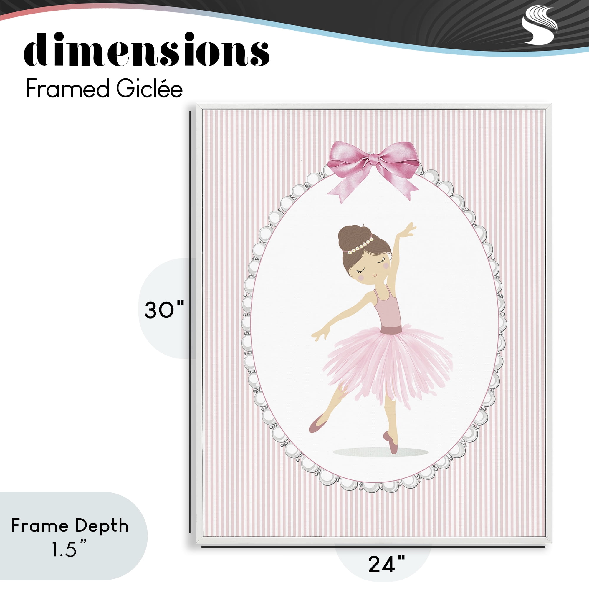 Stupell Industries Delicate Dance on Stripes White Framed Giclee Art, design by Christine Simpson Art