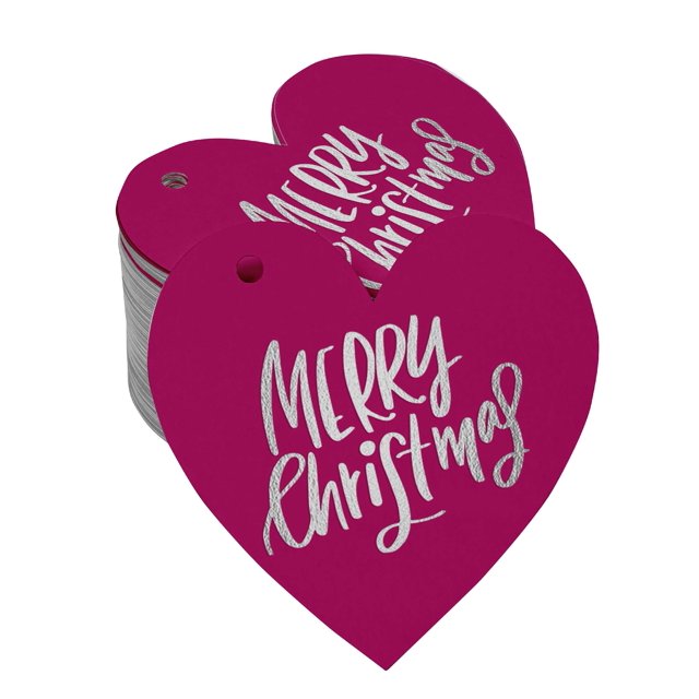 Inkdotpot Silver Foil Paper Hang Tag Merry Christmas Favor Tag 100 Pieces