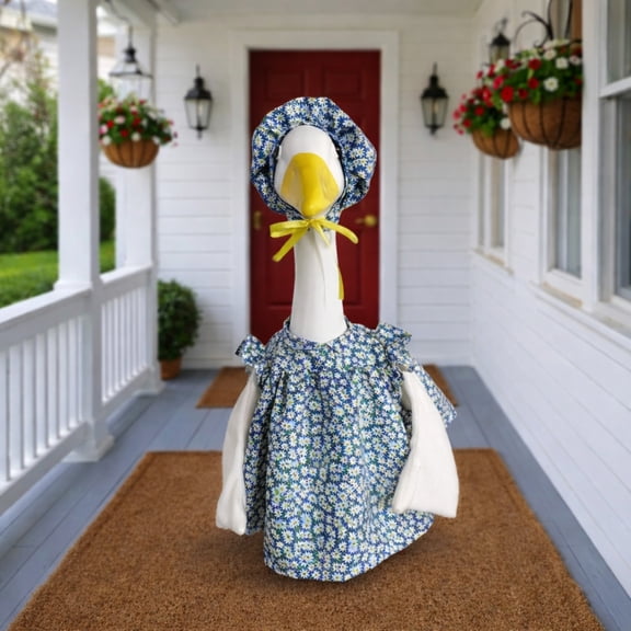 Spring Goose Outfit Flower Porch Goose Clothes for Large Statue Outdoor Patio Yard Lawn Art Decoration