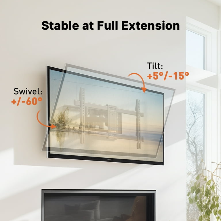 BONTEC TV Wall Mount with Extra Long Articulated Arm for 32-75 inch up to  132lbs, Tilt Swivel Level Wall Mount Universal Dual Arm Long Reach TV