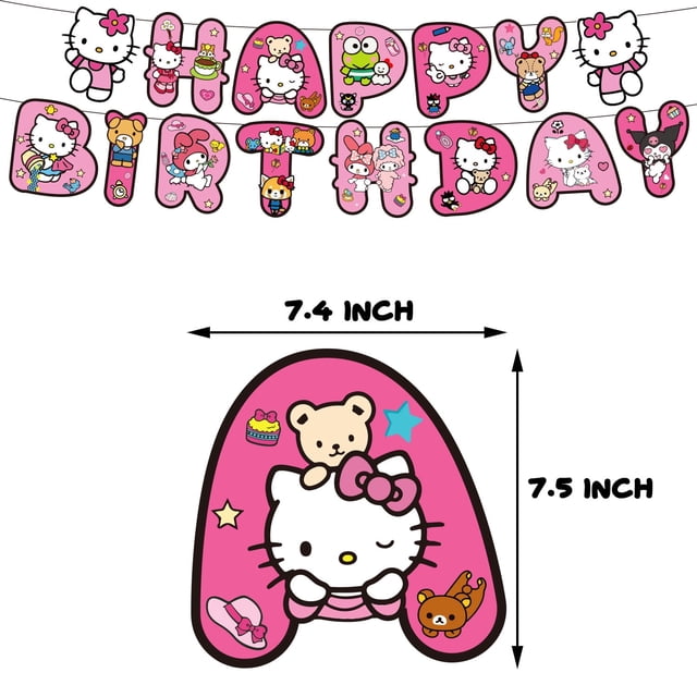 Serie Sanrio Hello Kitty Fiesta de cumpleaños Lindo Kulomi Cubiertos Plato Desechable Banner Topper Bandera Colgante Globos Set Cumpleaños
