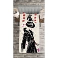 thumbnail image 3 of Ambesonne Fashion Quilted Bedspread Set 2 Pcs, Modern Woman in Coat, Twin Size, Black Red, 3 of 3