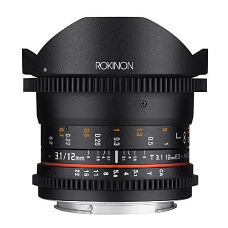 Rokinon Cine DS 12mm T3.1 Ultra Wide Cine Fisheye Lens for Pentax DSLR Cameras - Full Frame