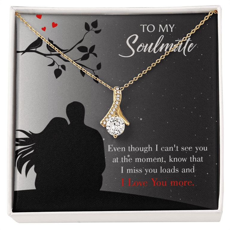 To My Girlfriend I Miss You Loads Alluring Ribbon Necklace Message Card 