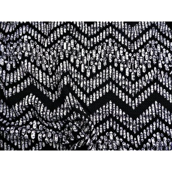 Bullet Printed Liverpool Textured Fabric Stretch Ethnic Chevron Black White X41 (Yard)