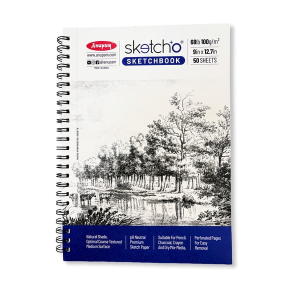 Anupam Sketch-O Sketchbook A4 | 50 Sheet 100 Pages | 100GSM | Side Spiral-Bound Sketchpad for Artists & Professionals for Marker Colored Pencil Charcoal