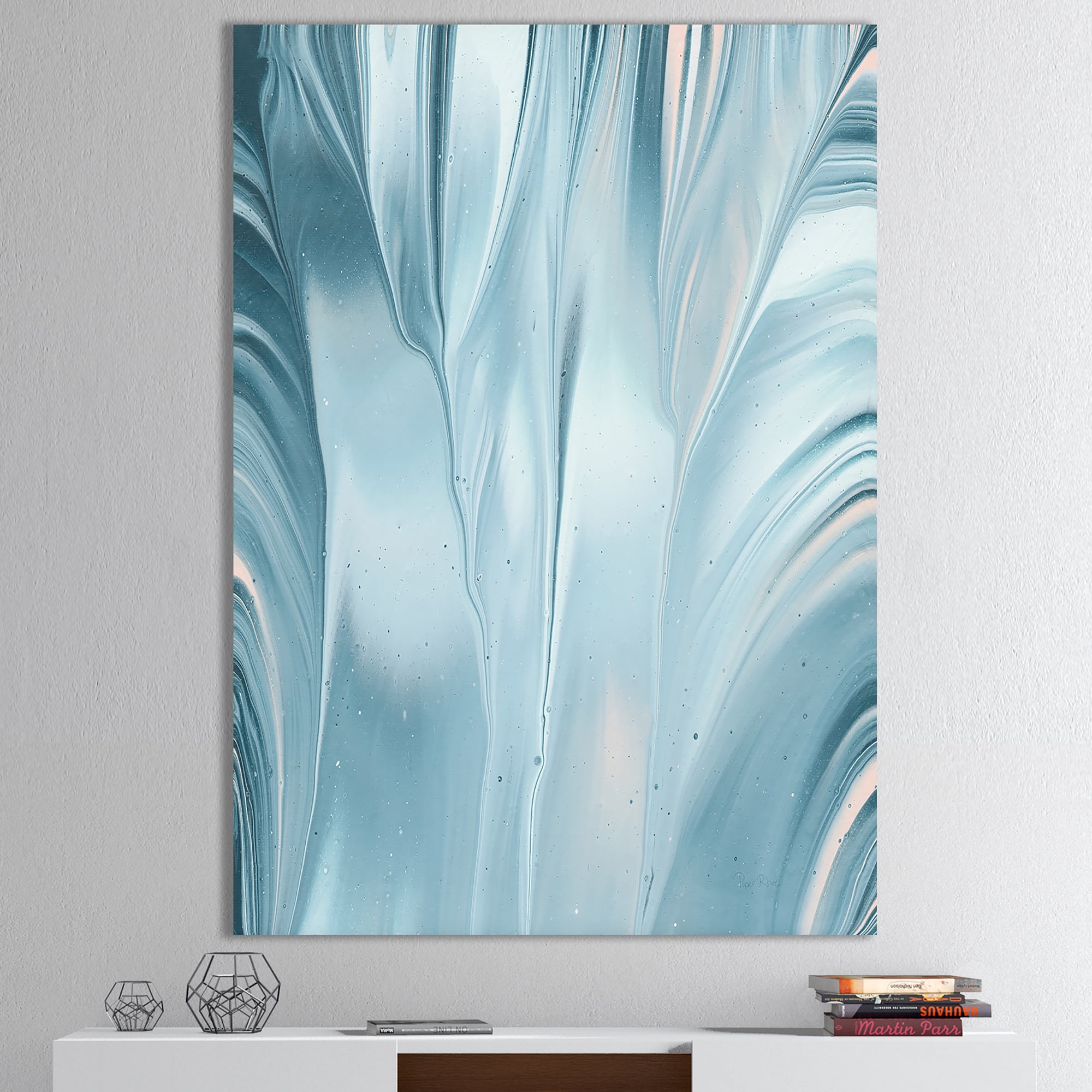 Designart 'Blue Modern Water III' Modern Transitional gallery-wrapped Canvas