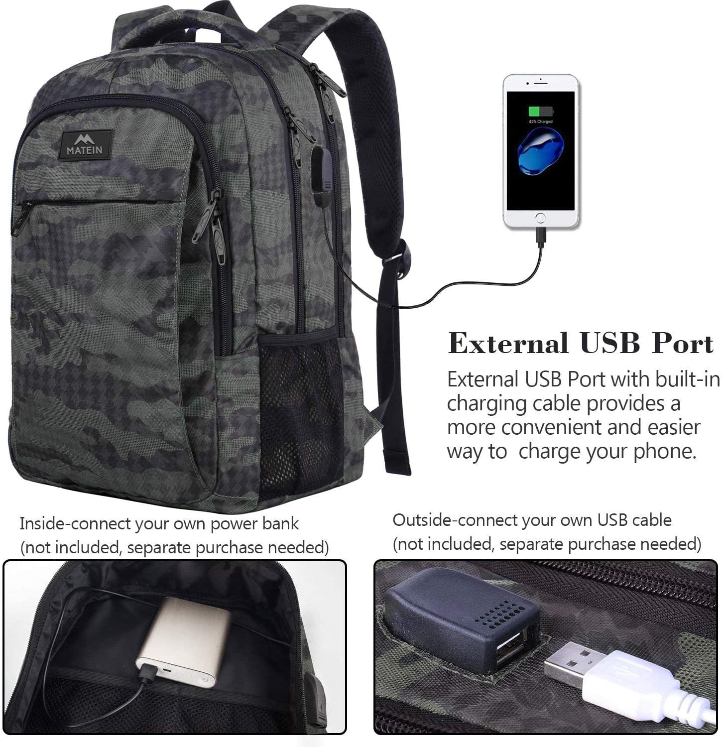 Matein Travel Laptop Backpack ,Anti Theft Slim,Water Resistant,15.6 inch Notebook